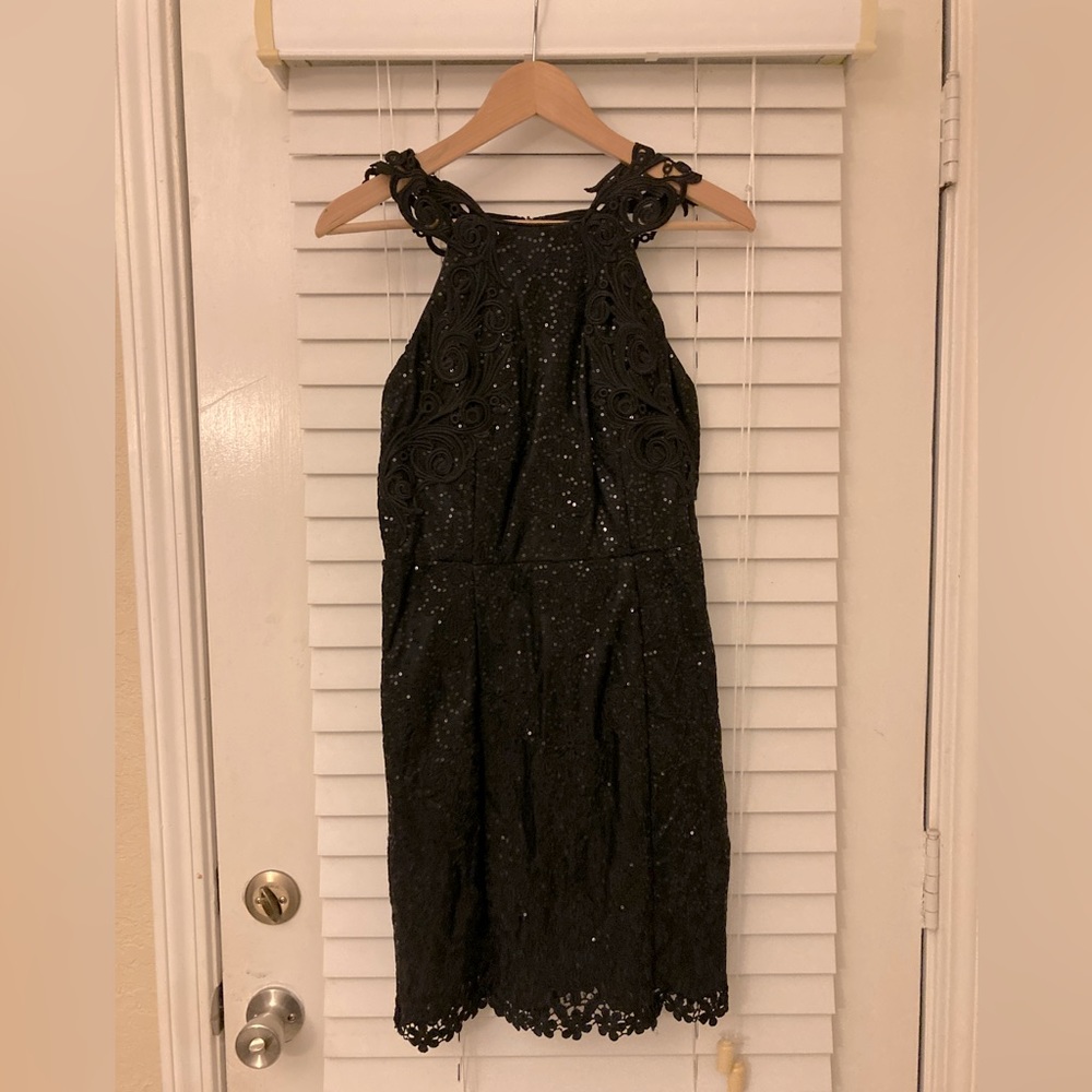 Nikibiki black sequin and lace cocktail dress S